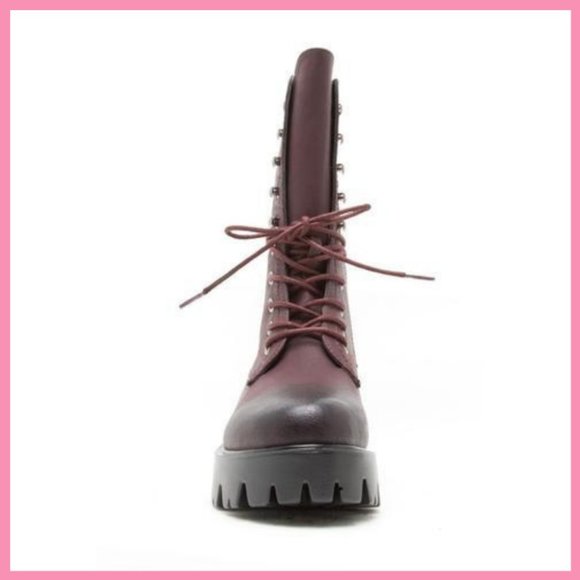 NWT Distressed Combat Boot (Burgundy) - Picture 4 of 7